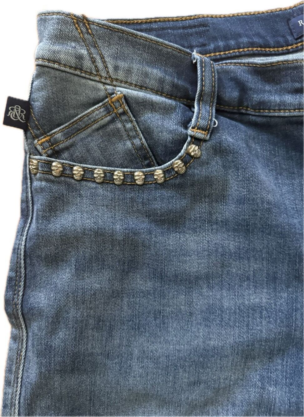 Rock & Republic Skinny Jeans Skull Grommet on Pockets Women’s Size 12